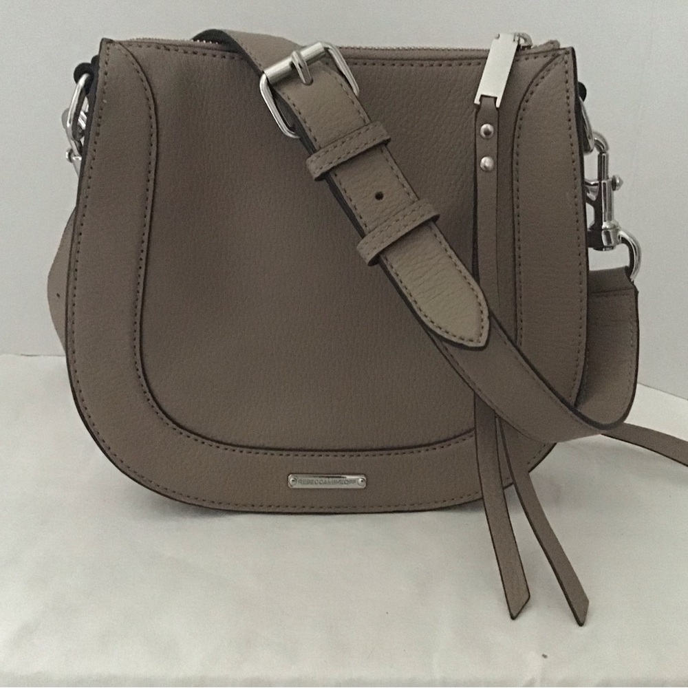 Rebecca Minkoff Taupe Leather Western Equestrian Saddlebag Crossbody Bag Purse